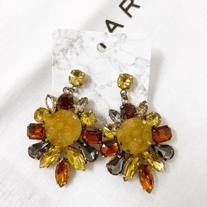 Yellow Crystal Gems Statement Necklaces